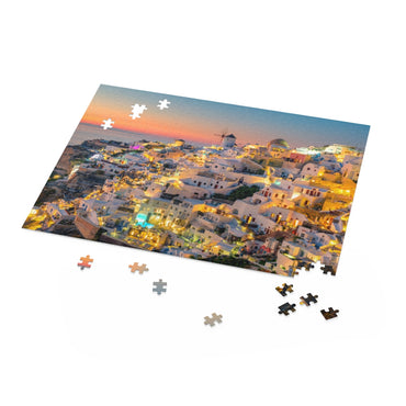 Sunset Night View of Famous village - Greece - Jigsaw Puzzle