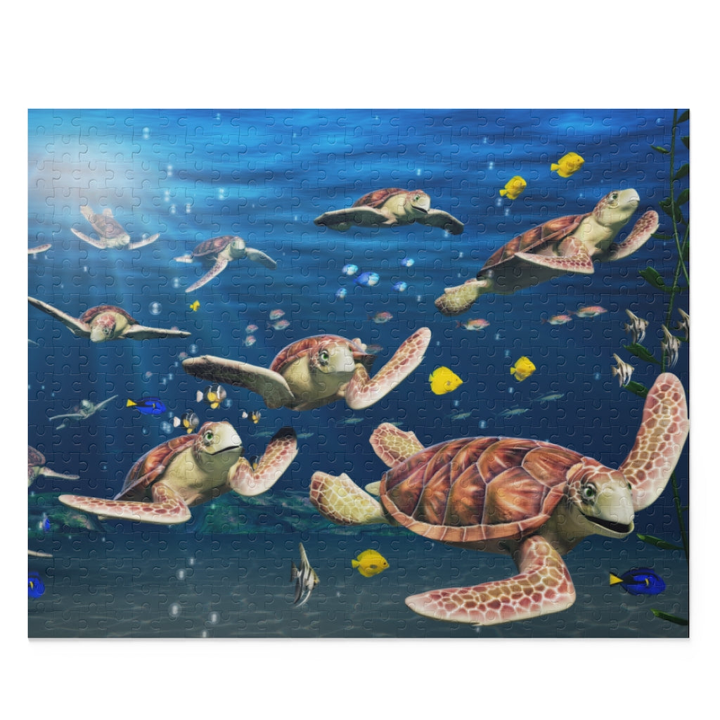 A vibrant underwater - turtles and fish - Jigsaw Puzzle