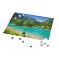 Small Island in the beautiful mountain Tenno lake, Trentino, Italy - Jigsaw Puzzle