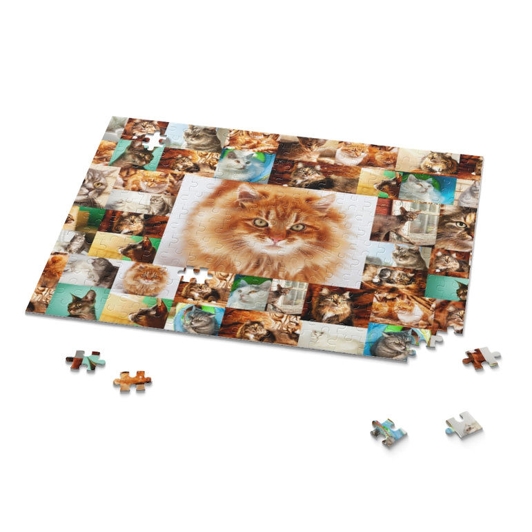 Cats - Collage - Center is fluffy ginger cat - Jigsaw Puzzle
