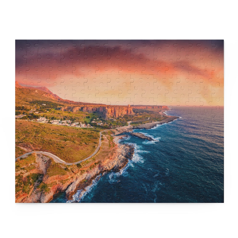 Sunset on Sicily, San Vito cape, Italy, Europe - Jigsaw Puzzle