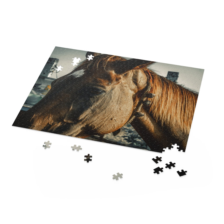 Brown horse, standing near Sea Shore - Jigsaw Puzzle