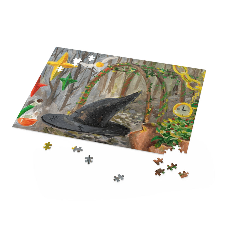 Collage with witch hat - Jigsaw Puzzle