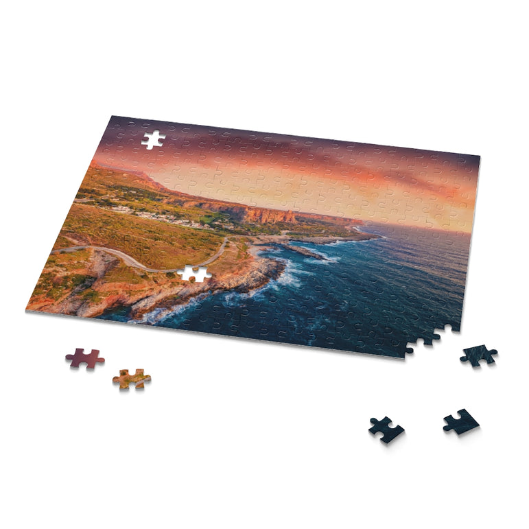 Sunset on Sicily, San Vito cape, Italy, Europe - Jigsaw Puzzle