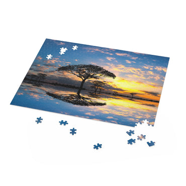 Panorama silhouette tree in Masai Mara, Kenya - Jigsaw Puzzle