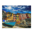 Port with boats and colorful homes - Jigsaw Puzzle