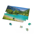 Small Island in the beautiful mountain Tenno lake, Trentino, Italy - Jigsaw Puzzle