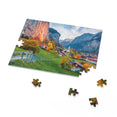 Waterfall in Lauterbrunnen village, Switzerland, Europe - Jigsaw Puzzle