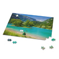 Small Island in the beautiful mountain Tenno lake, Trentino, Italy - Jigsaw Puzzle