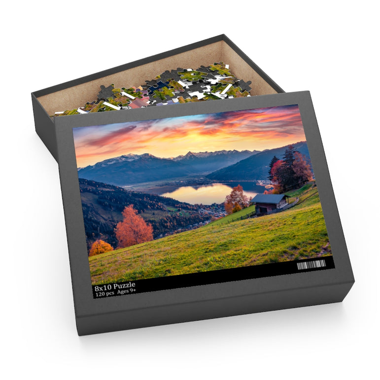 Fantastic sunrise on Zell lake - Austrian town - Salzburg - Jigsaw Puzzle