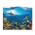 Underwater - coral reef wildlife with shark, turtle - Jigsaw Puzzle