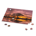 Sunset with acacia trees in Masai Mara, Kenya - Jigsaw Puzzle