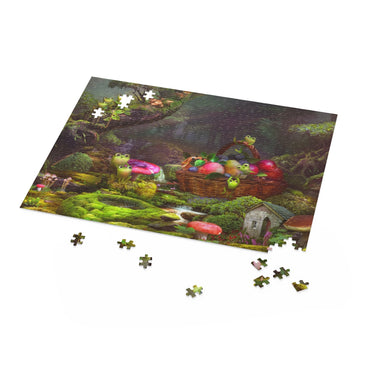Frogs and blueberries and apples in the forest - Collage - Jigsaw Puzzle