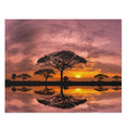 Sunset with acacia trees in Masai Mara, Kenya - Jigsaw Puzzle