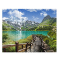 Panoramic view of the lake in the mountains - Jigsaw Puzzle