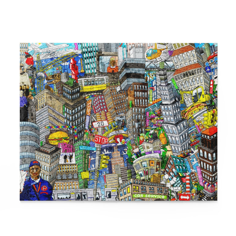 City Illustration Collage - Jigsaw Puzzle