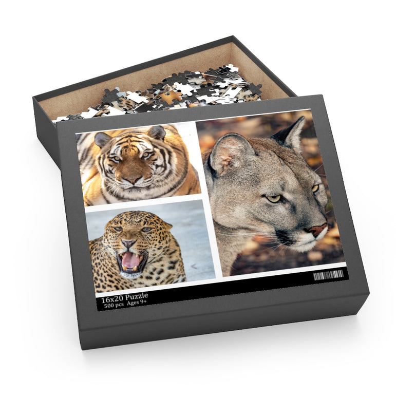 Tiger, jaguar and cougar in a collage - Jigsaw Puzzle