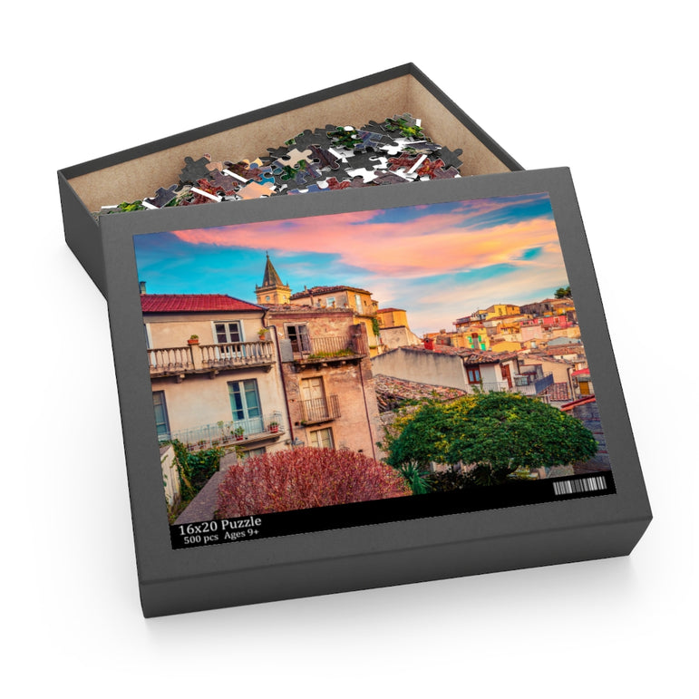 Colorful spring sunrise in Sicily, Italy, Europe - Jigsaw Puzzle
