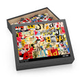 Numbers and letters ripped torn advertisement - Collage - Jigsaw Puzzle