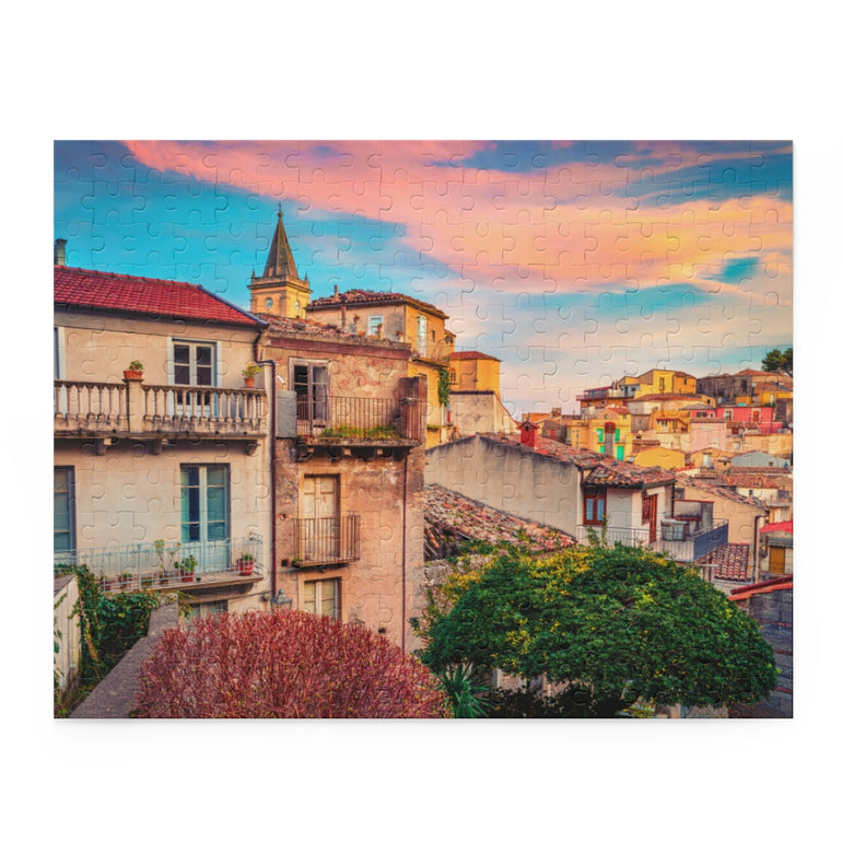 Colorful spring sunrise in Sicily, Italy, Europe - Jigsaw Puzzle