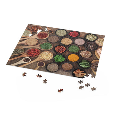 Large herb and spics with wooden spoons and bowls - Jigsaw Puzzle