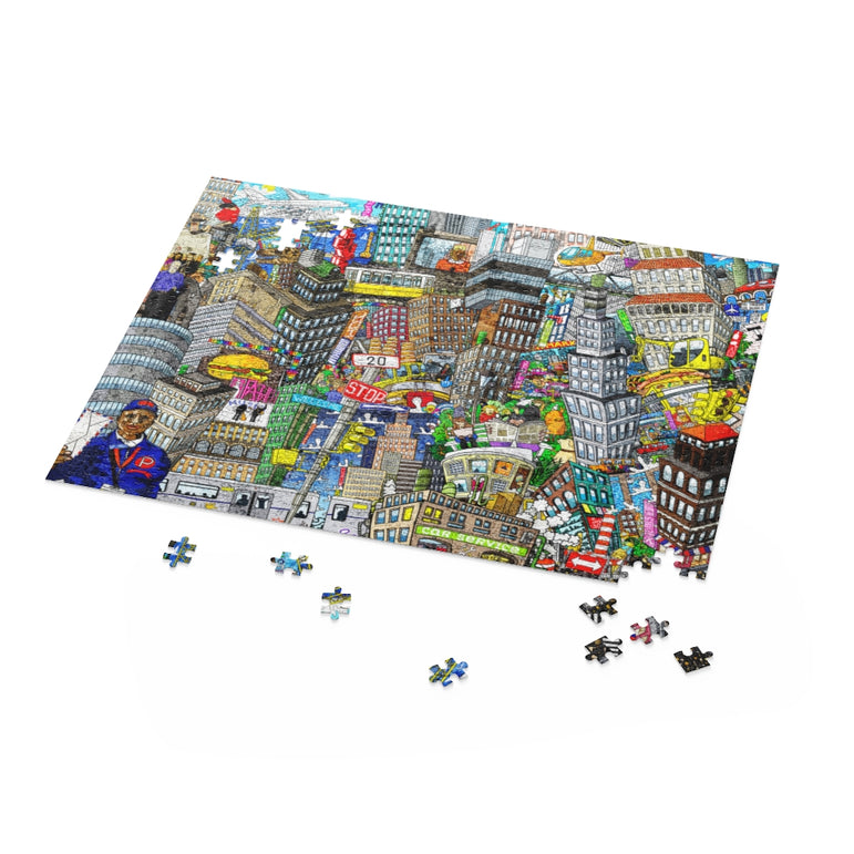 City Illustration Collage - Jigsaw Puzzle