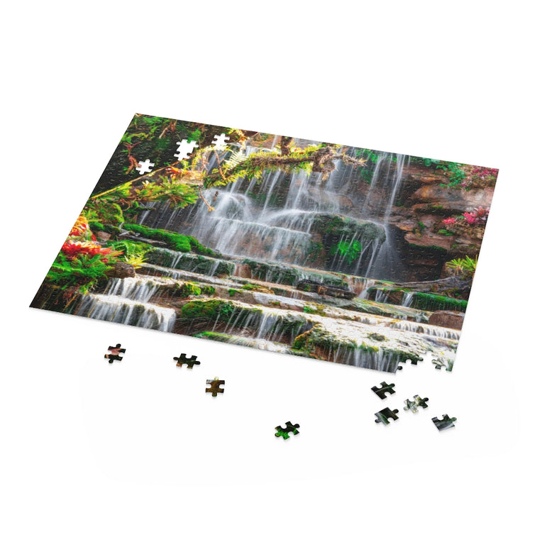 Motion waterfall on stone on hills in Thailand - Jigsaw Puzzle