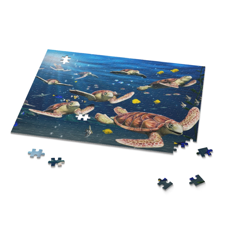 A vibrant underwater - turtles and fish - Jigsaw Puzzle