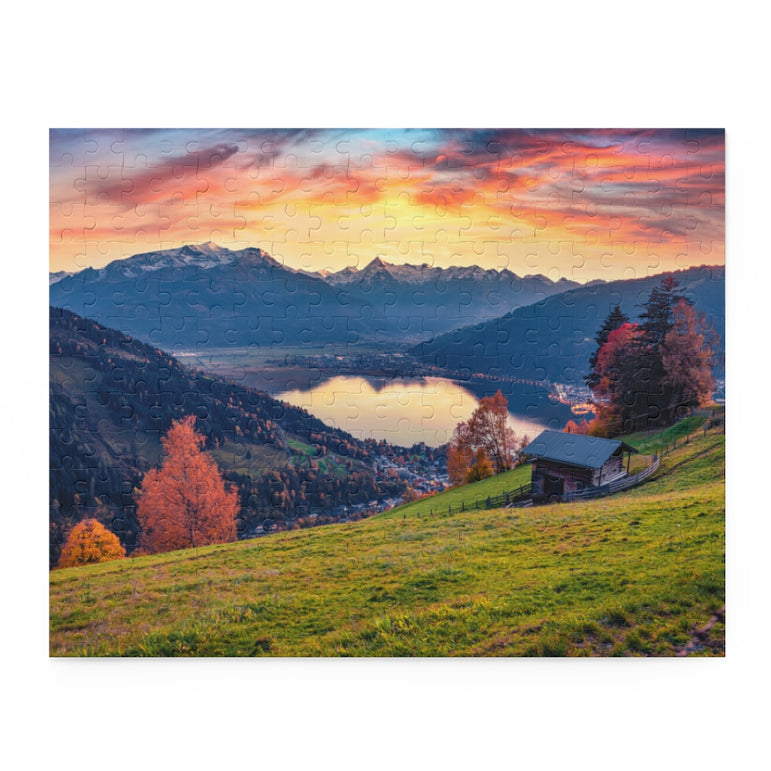 Fantastic sunrise on Zell lake - Austrian town - Salzburg - Jigsaw Puzzle