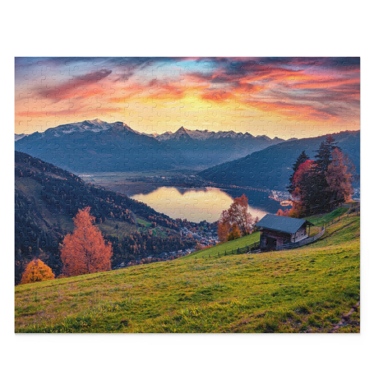 Fantastic sunrise on Zell lake - Austrian town - Salzburg - Jigsaw Puzzle