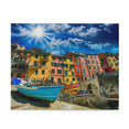 Port with boats and colorful homes - Jigsaw Puzzle