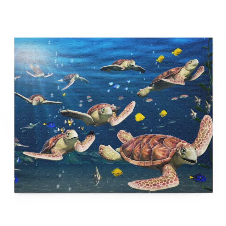 A vibrant underwater - turtles and fish - Jigsaw Puzzle