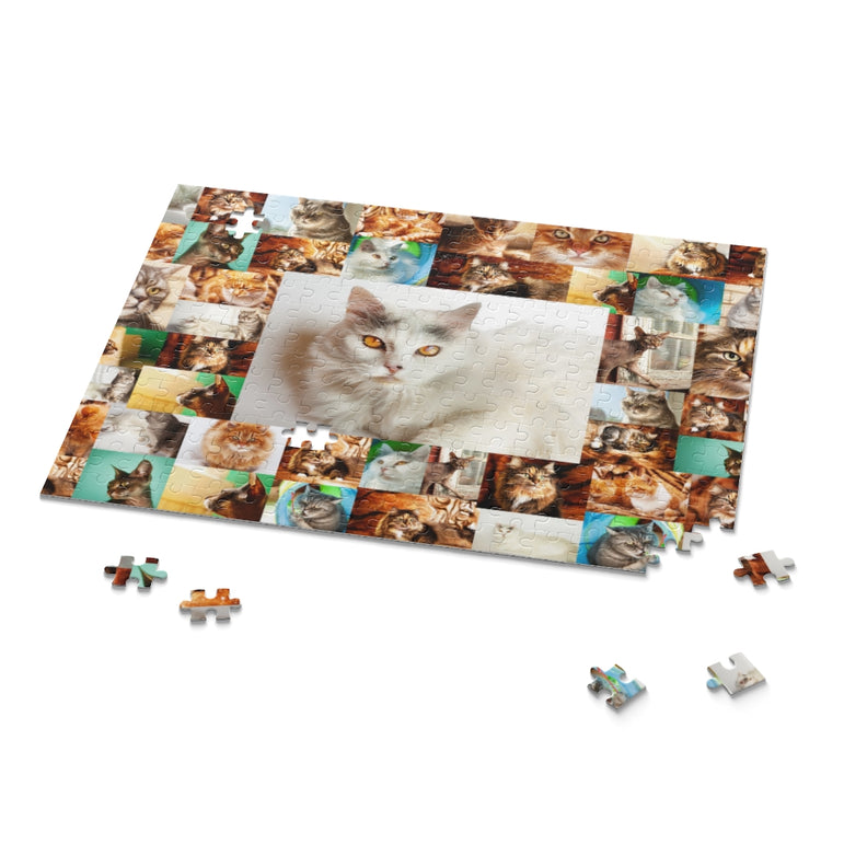 Cats - Collage - Center is white cat - Jigsaw Puzzle