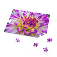 Blue Purple White Dinnerplate - Dahlia Blooming Macro - Jigsaw Puzzle