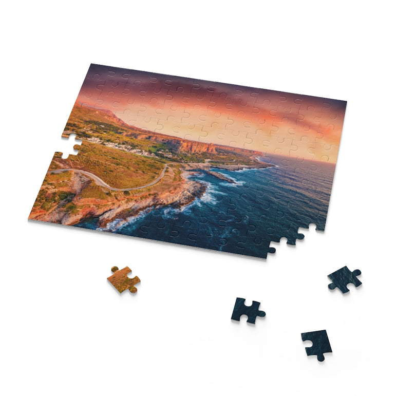 Sunset on Sicily, San Vito cape, Italy, Europe - Jigsaw Puzzle