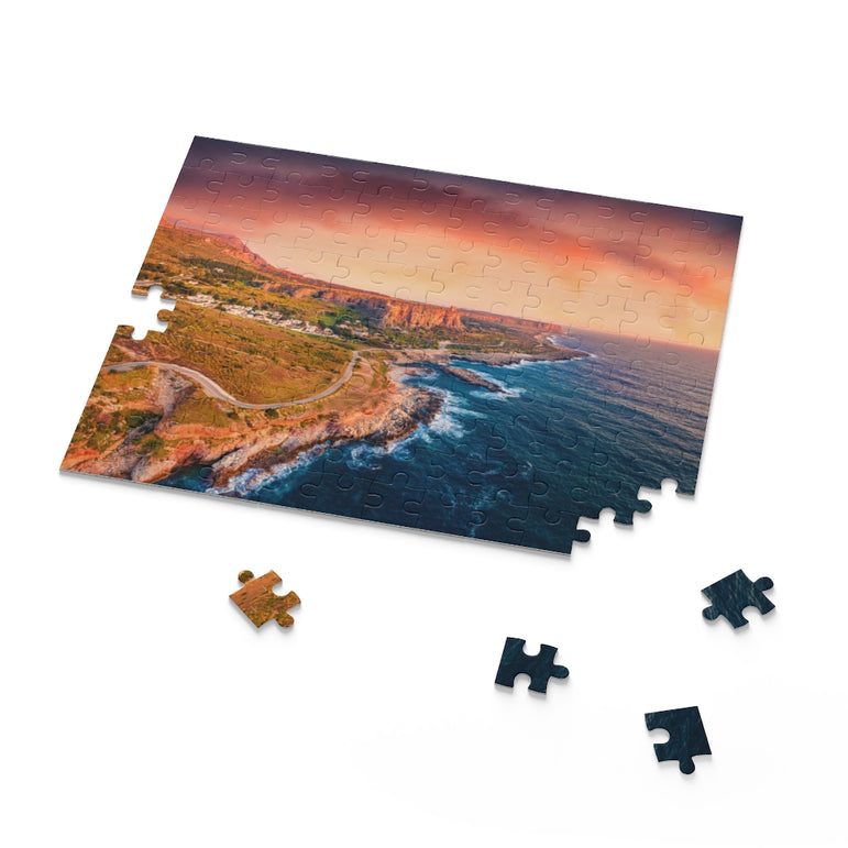 Sunset on Sicily, San Vito cape, Italy, Europe - Jigsaw Puzzle