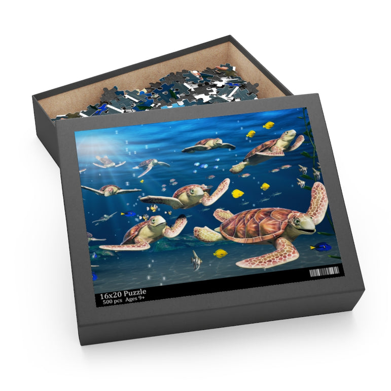 A vibrant underwater - turtles and fish - Jigsaw Puzzle