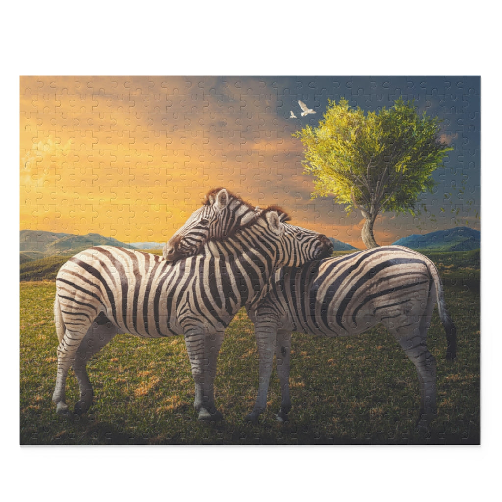 Two zebras leaning heads  - Jigsaw Puzzle