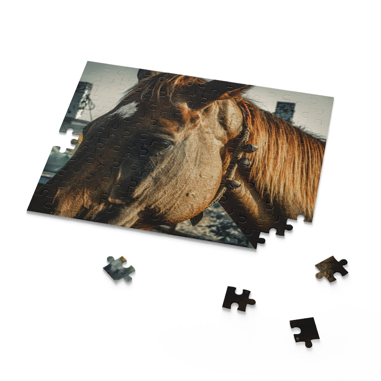 Brown horse, standing near Sea Shore - Jigsaw Puzzle