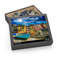 Port with boats and colorful homes - Jigsaw Puzzle