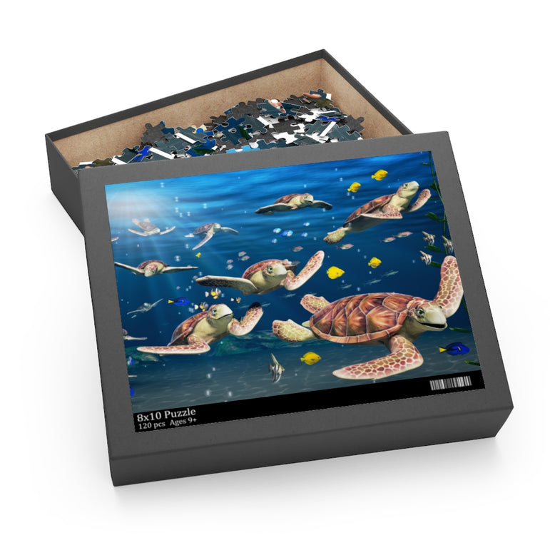 A vibrant underwater - turtles and fish - Jigsaw Puzzle