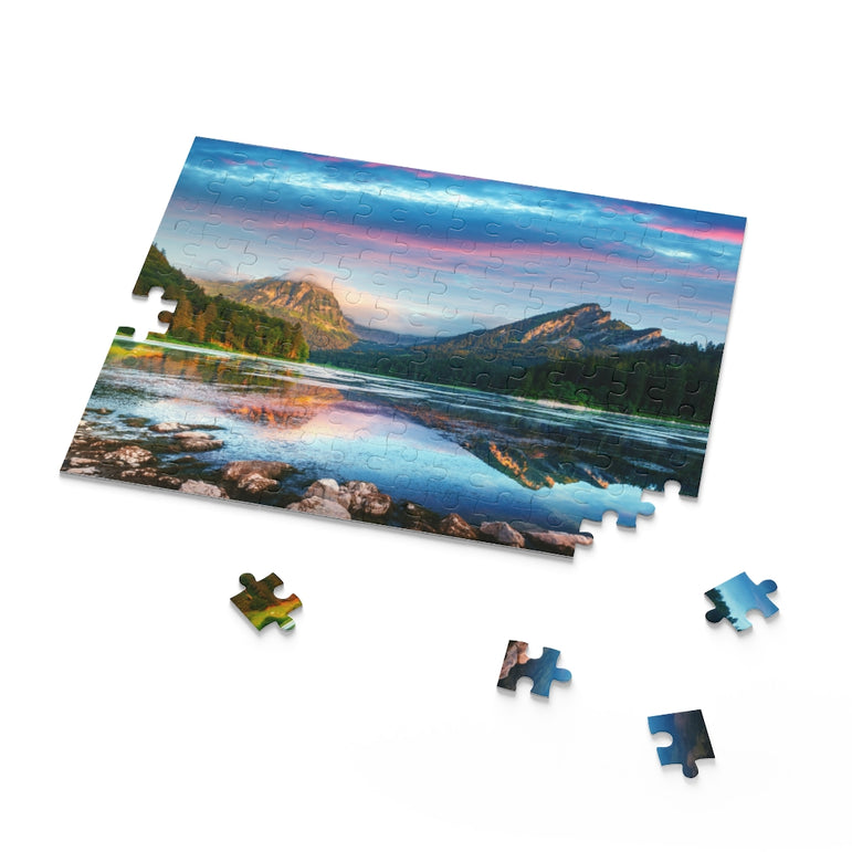 Obersee lake in Swiss Alps - Nafels village, Switzerland  - Jigsaw Puzzle