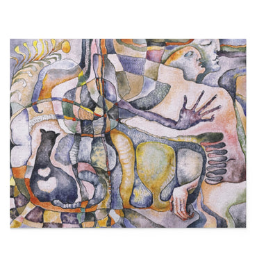 Man, woman and their cat - Jigsaw Puzzle